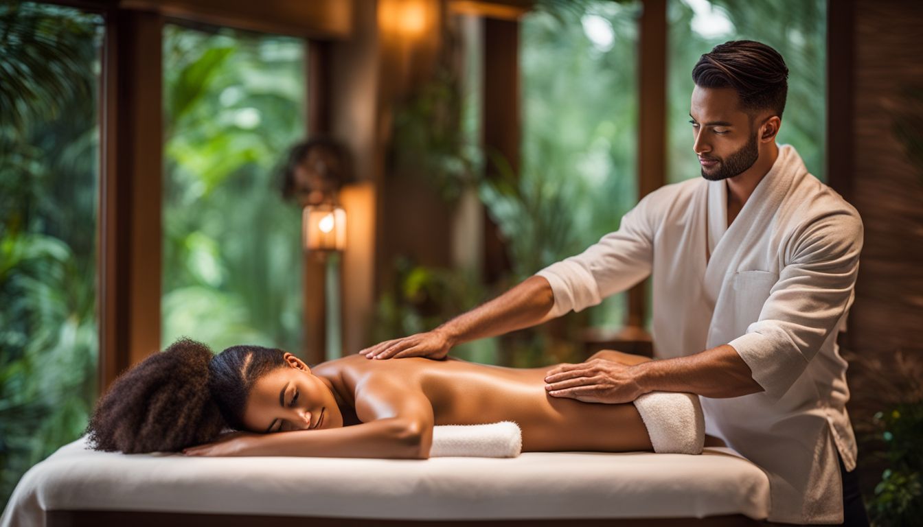 Kobieta i mężczyzna korzystają z relaksującego masażu w spa.