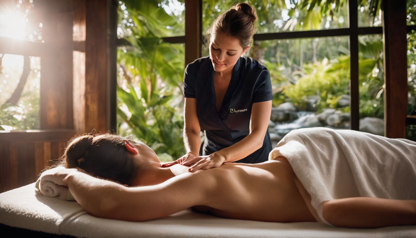 Osoba otrzymuje relaksujący masaż w spokojnym spa.