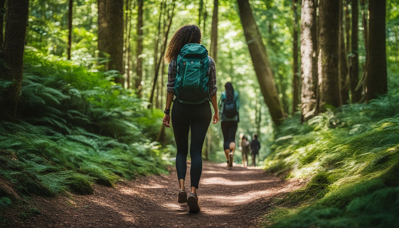 Osoba spacerująca przez zielony las.