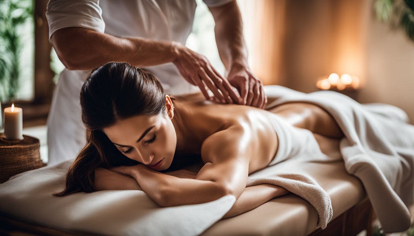 Osoba otrzymuje masaż pleców w spokojnym spa.